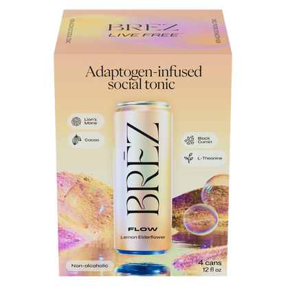 BREZ Flow Lemon Elderflower Functional Tonic 4pk 12oz Can