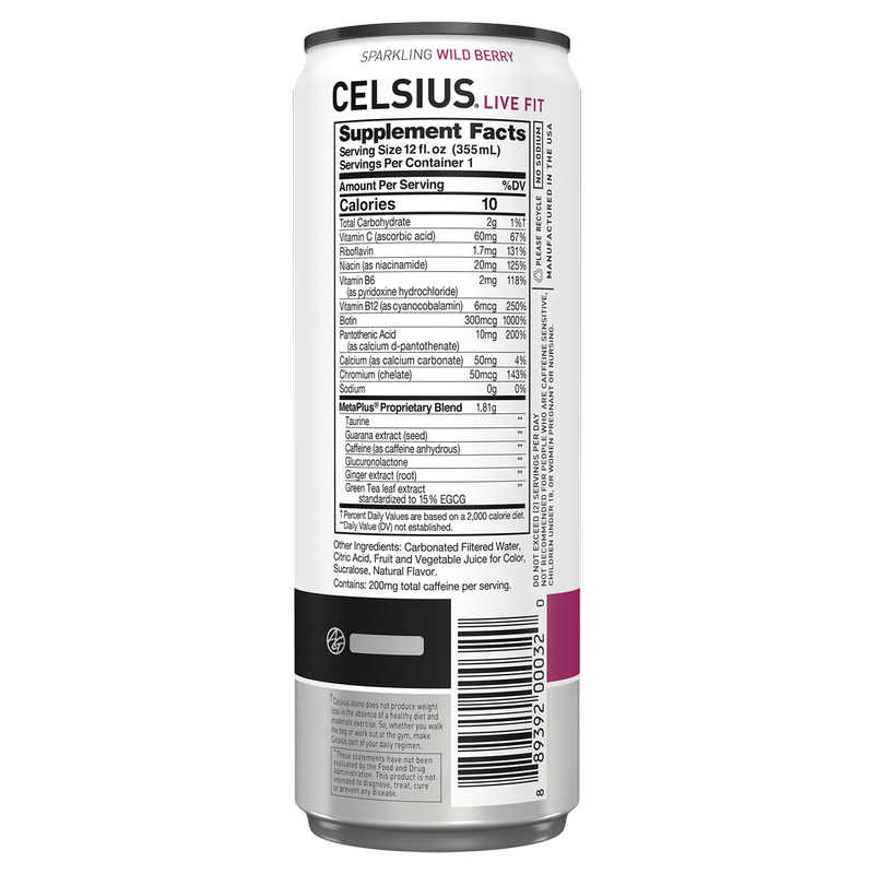 CELSIUS Sparkling Wild Berry Essential Energy Drink 12oz Can