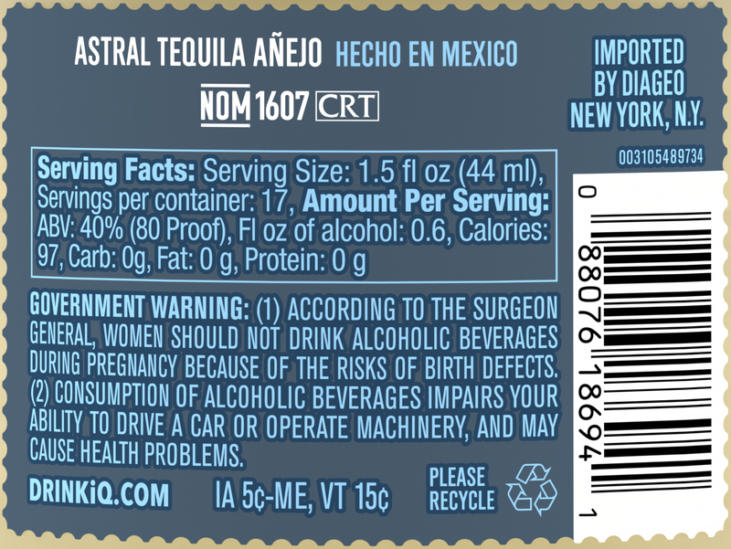 Astral Anejo Tequila 750ml (80 proof)
