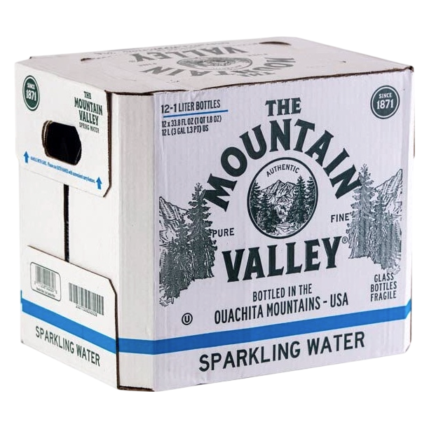 Mountain Valley Sparkling Water 12pk 1L Glass Bottle- XL