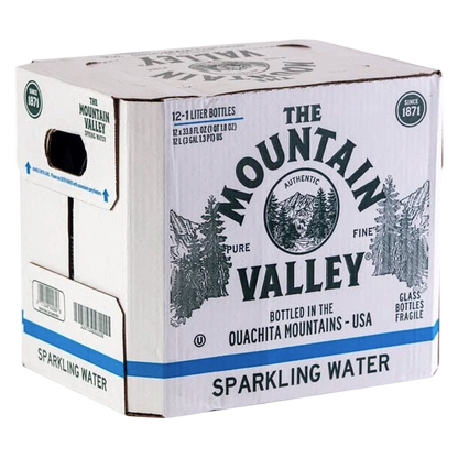 Mountain Valley Sparkling Water 12pk 1L Glass Bottle- XL