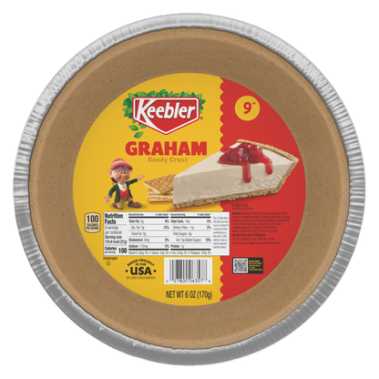 Keebler Ready Crust 9-Inch Graham Cracker Pie Crust, Premade Pie Crust For Baking And No-Bake, 6 oz