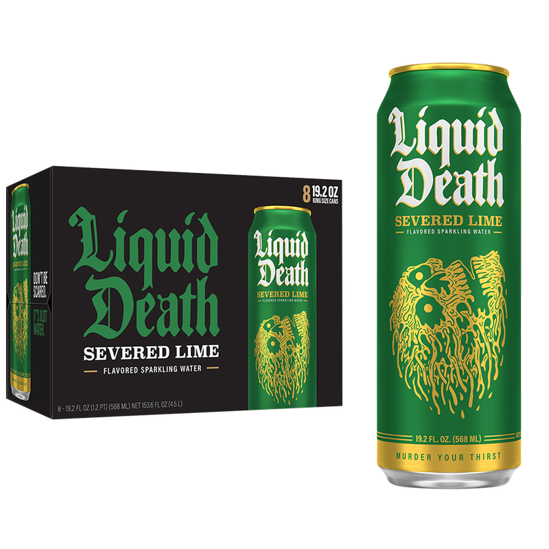 Liquid Death Sparkling Water Severed Lime 8pk 19.2 oz King Size Can