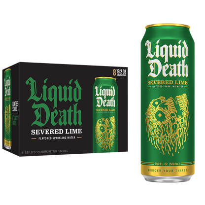 Liquid Death Sparkling Water Severed Lime 8pk 19.2 oz King Size Can