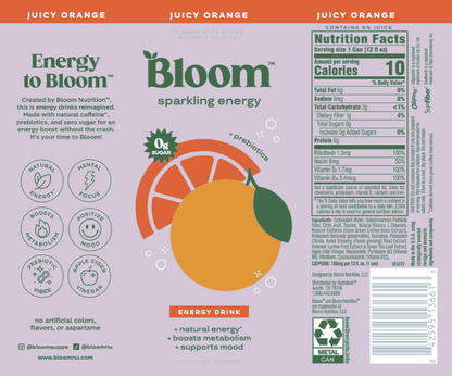 Bloom Juicy Orange Sparkling Energy 12oz Can