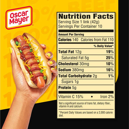 Oscar Mayer Classic Beef Uncured Franks Hot Dogs - 10ct/15oz