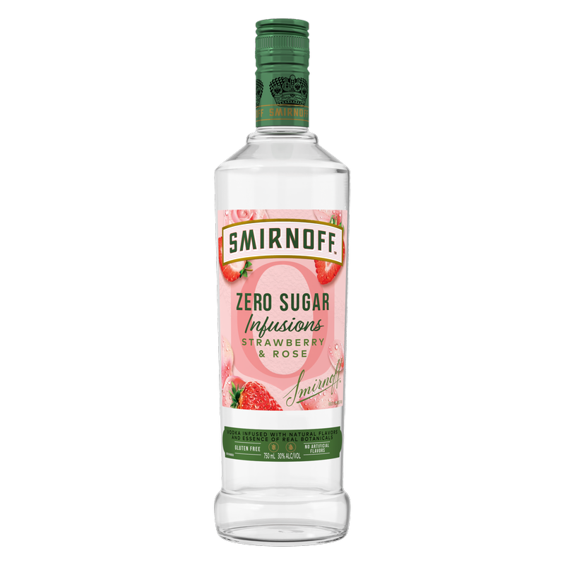Smirnoff Zero Sugar Infusions Strawberry & Rose Vodka 750ml (60 proof)