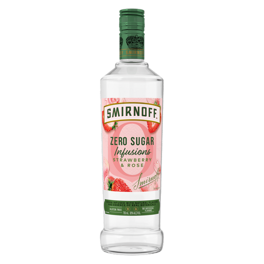 Smirnoff Zero Sugar Infusions Strawberry & Rose Vodka 750ml (60 proof)
