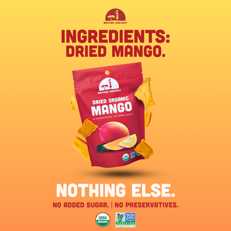 Mavuno Harvest Organic Unsweetened Dried Mango, 2oz