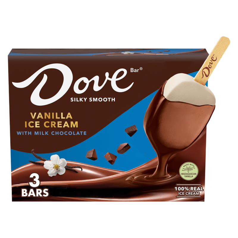 DOVE Vanilla Ice Cream Bars Coated With Milk Chocolate, 3ct