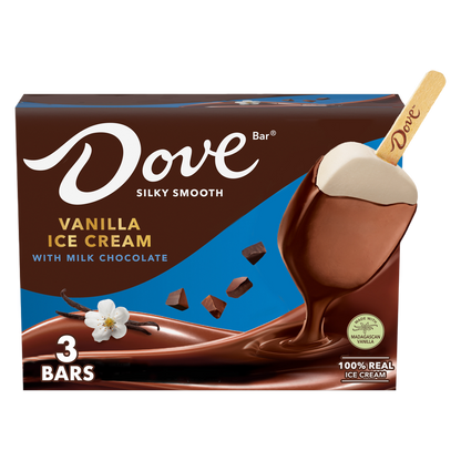 DOVE Vanilla Ice Cream Bars Coated With Milk Chocolate, 3ct