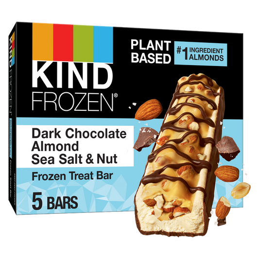 KIND FROZEN Dark Chocolate Almond Sea Salt & Nut Plant Based Frozen Treat Bars, 5 Pack, 1.6 Oz Bars