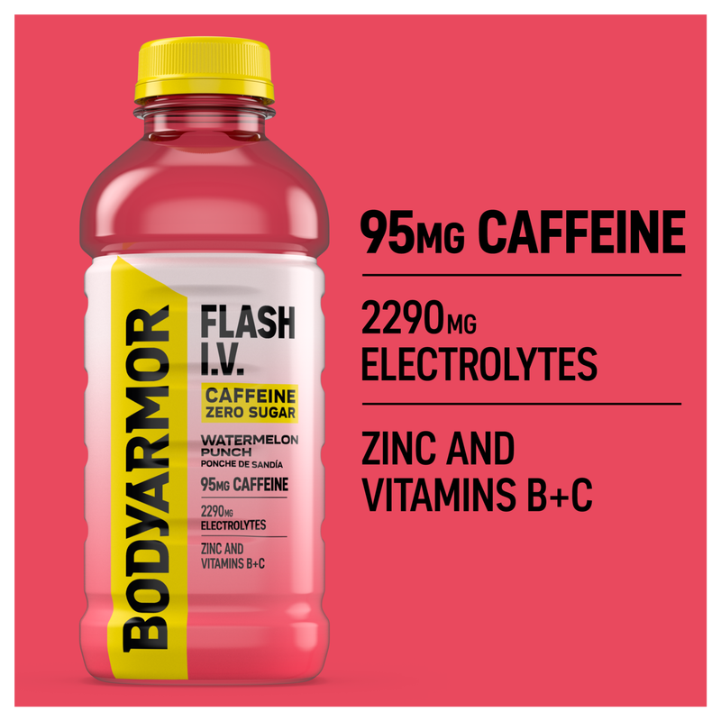 BODYARMOR FLASH I.V. Caffeine + Hydration Watermelon Punch 20oz Btl