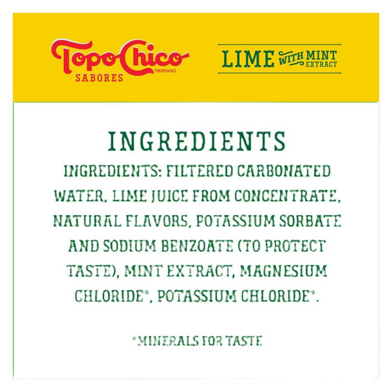 Topo Chico Sabores Lime with Mint Extract Flavored Sparkling Water 8pk 12oz Can