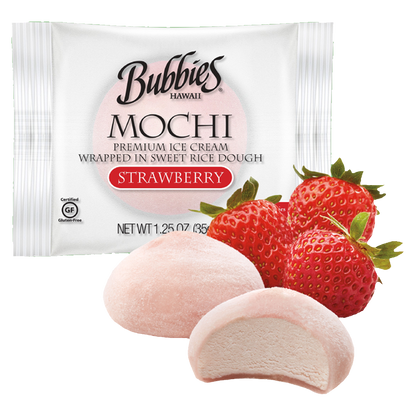 Bubbies Hawaii Strawberry Mochi Ice Cream Individually Wrapped 1ct