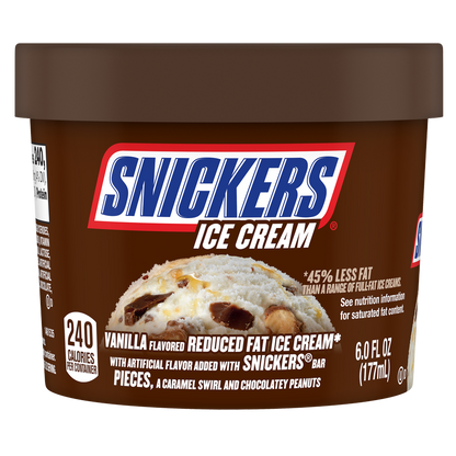 Snickers Vanilla Flavored Reduced Fat Ice Cream Cup 6oz