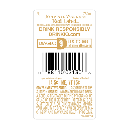 Johnnie Walker Red Label Scotch 750ml (80 Proof)