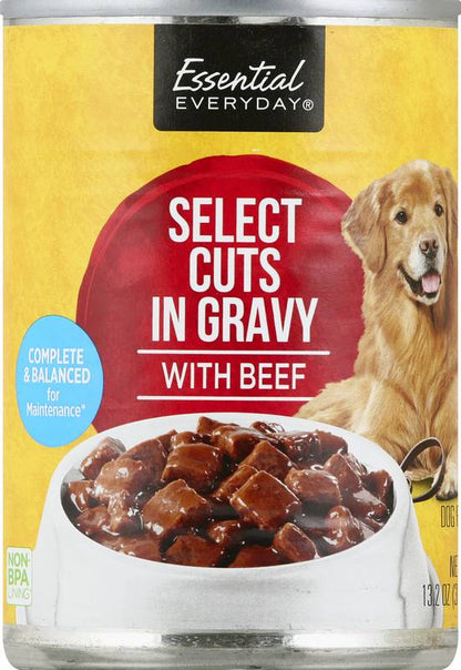 Essential Everyday Canned Beef Cuts Dog Food - 13.2oz