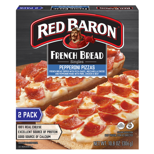 Red Baron Frozen French Bread Singles Pepperoni Pizza 2ct 10.8oz