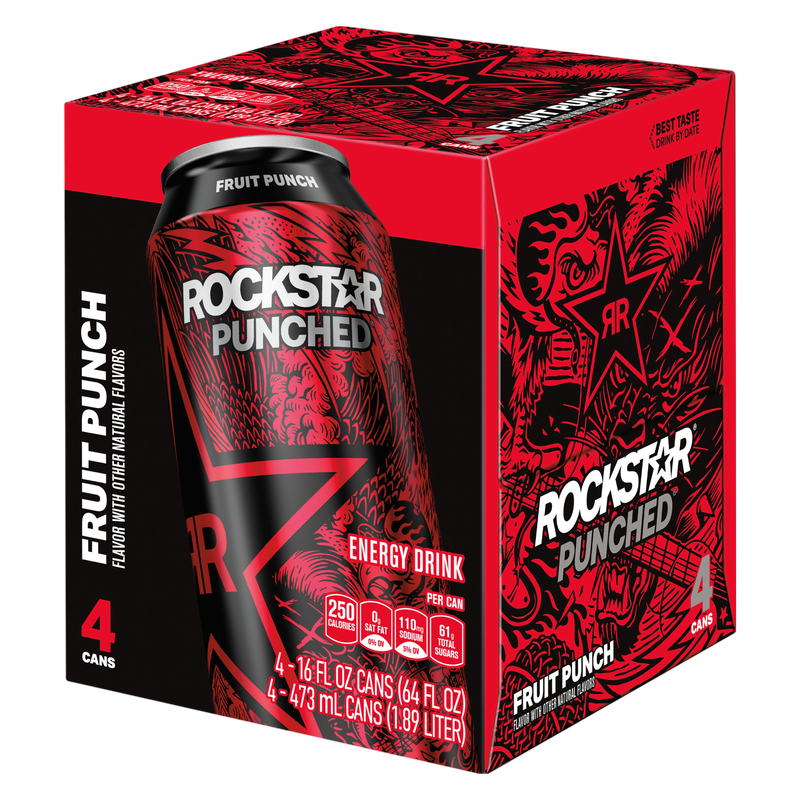 Rockstar Punched Fruit Punch 4pk 16oz Can- XL