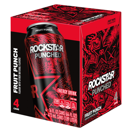 Rockstar Punched Fruit Punch 4pk 16oz Can- XL