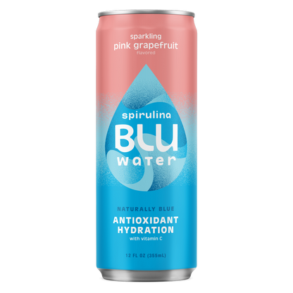 BLUwater Pink Grapefruit ZERO Sugar Sparkling Spirulina Beverage 12 oz Can