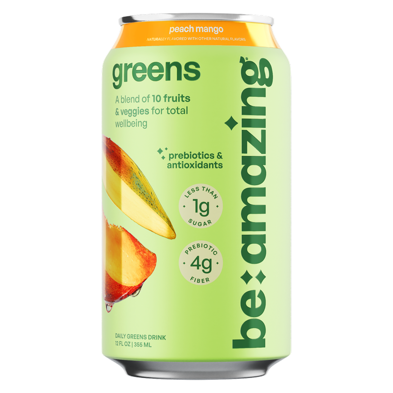 Be Amazing Peach Mango Daily Greens Drink 12oz Can