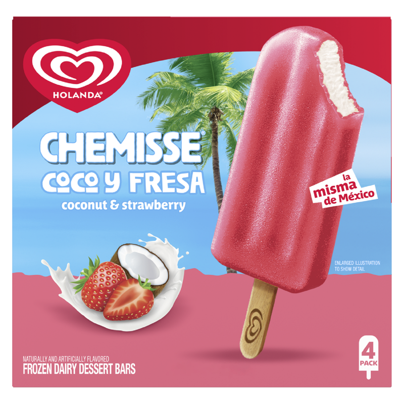 Holanda Chemisse Frozen Dairy Strawberry + Coconut Bars 4ct