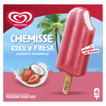 Holanda Chemisse Frozen Dairy Strawberry + Coconut Bars 4ct