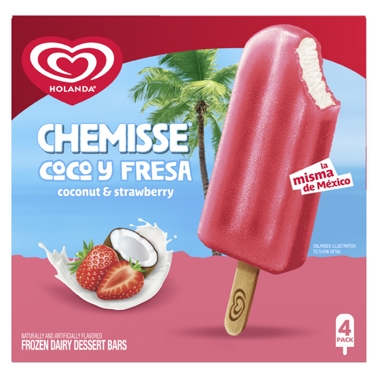 Holanda Chemisse Frozen Dairy Strawberry + Coconut Bars 4ct