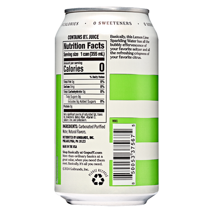 Basically Lemon Lime Sparkling Water 8pk 12oz Cans