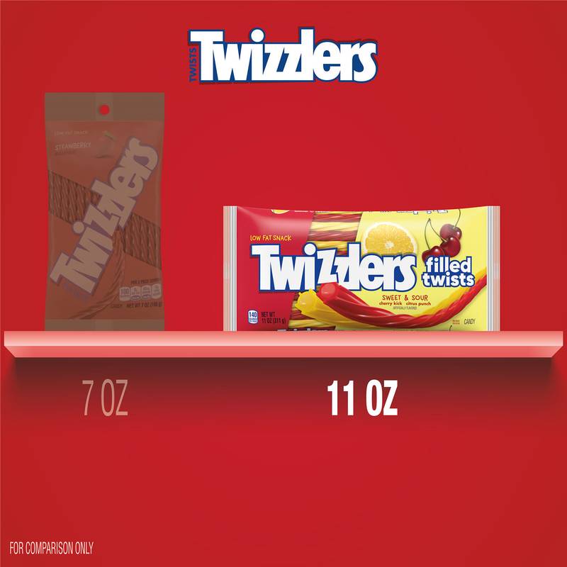 Twizzlers Filled Twists Sweet & Sour Candy, 11 oz