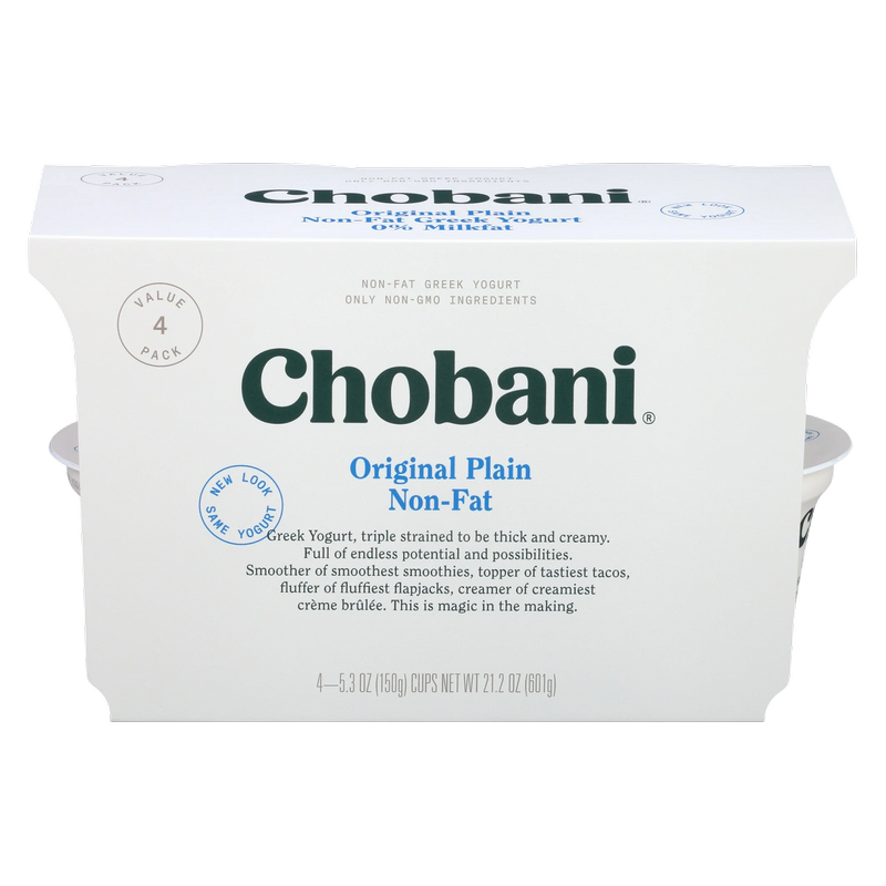 Chobani Plain Nonfat Greek Yogurt  4ct/5.3oz