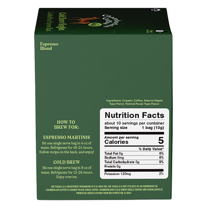 Chamberlain Coffee Candied Pecan Dark Roast 10pk Limited Edition Inspired By 818 Tequila