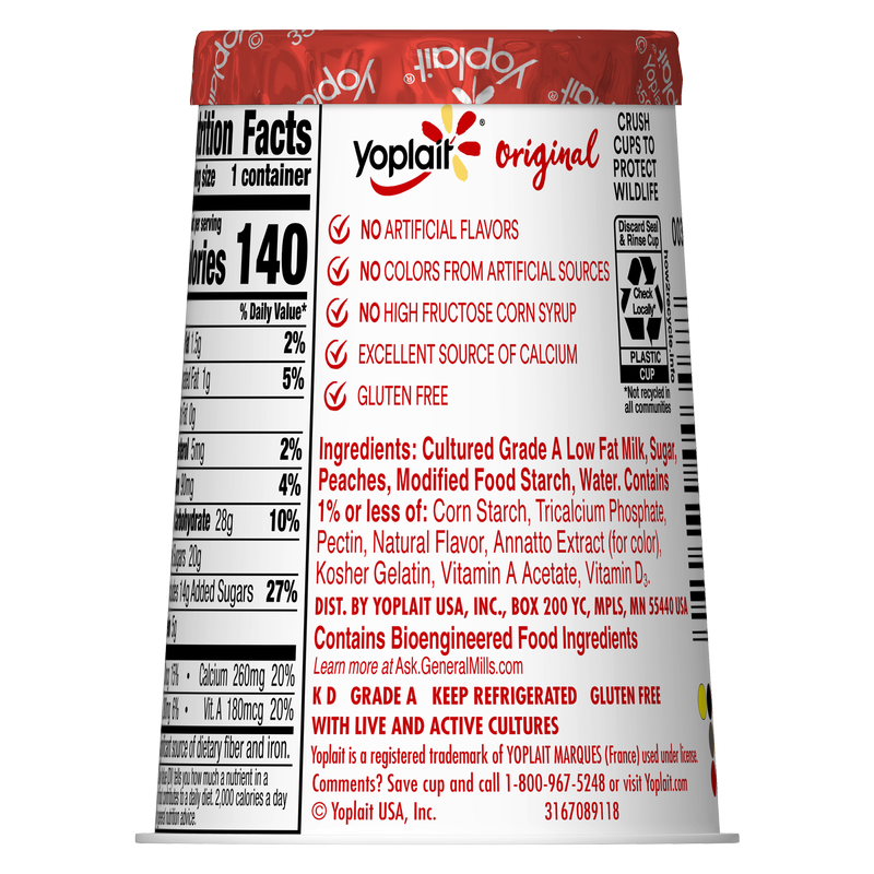 Yoplait Original Harvest Peach Yogurt - 6oz