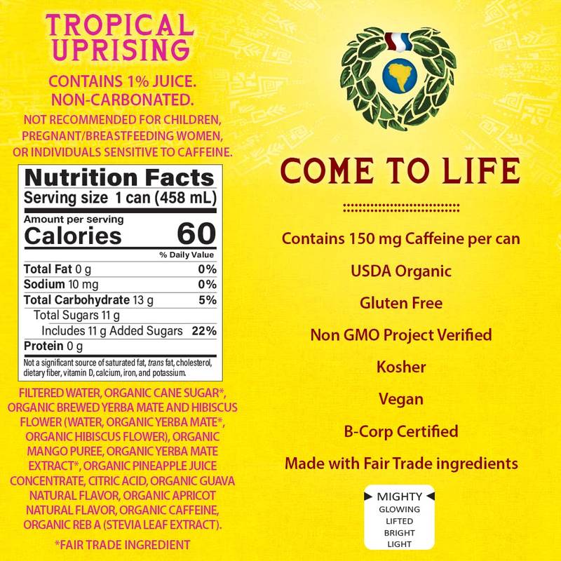 Guayaki Yerba Mate Organic Tropical Uprising 15.5oz Can