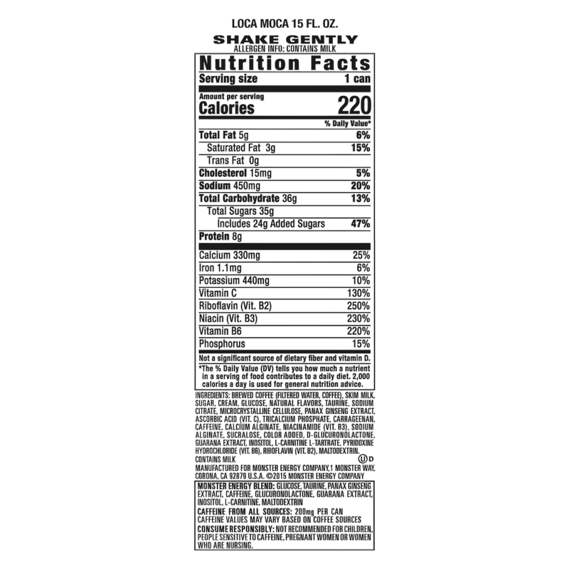 Monster Energy Java Loca Moca 15oz Can