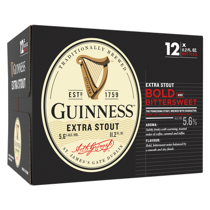 Guinness Extra Stout 12pk 11.2oz Btls 5.6% ABV