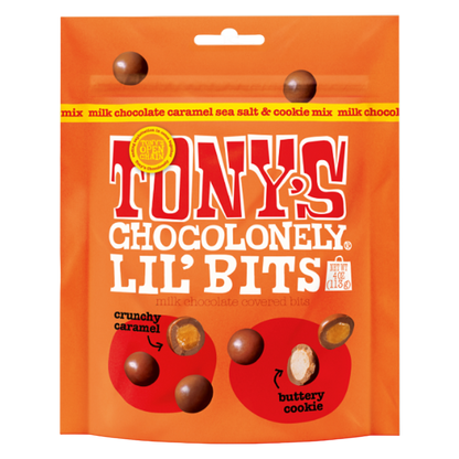 Tony's Chocolonely Lil Bits Milk Chocolate Caramel Sea Salt and Cookie Mix, 4oz