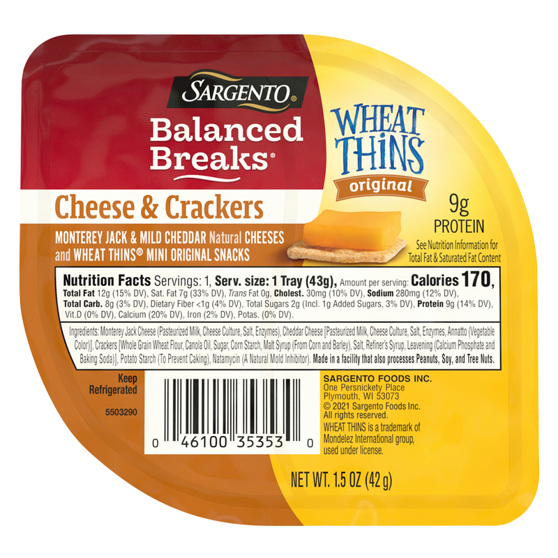 Sargento Balanced Breaks Sharp Monterey Jack & Mild Cheddar with Wheat Thins - 1.5oz