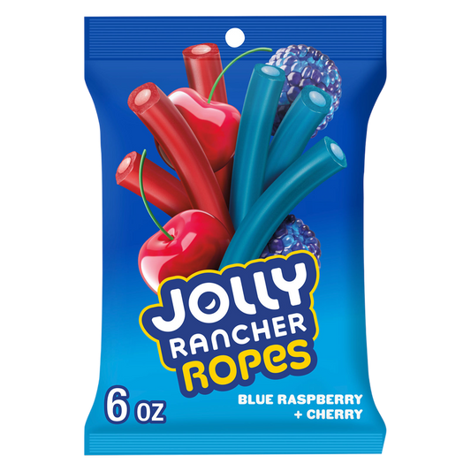 JOLLY RANCHER Ropes Blue Raspberry and Cherry Flavored Candy Bag, 6 oz
