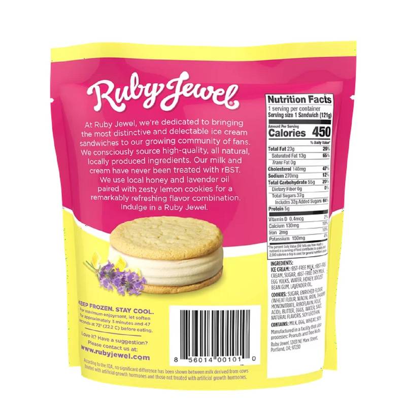 Ruby Jewel Lemon w/ Honey Lavender Ice Cream Sandwich