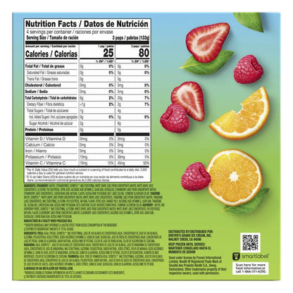 Outshine No Sugar Added Strawberry, Tangerine, and Raspberry Frozen Fruit Pops, Variety Pack, 12ct