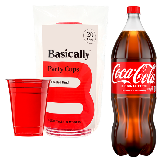 Coca-Cola 2L Btl + Basically, 20ct Red Party Cups Bundle