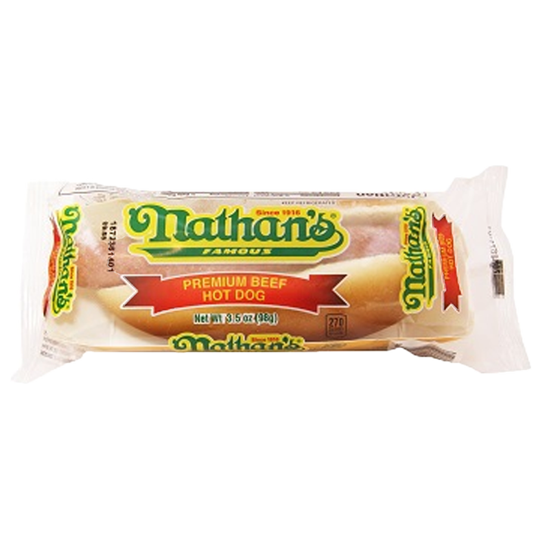 Nathan's Famous Frozen Premium Beef Hot Dog in Bun 1ct 3.5oz