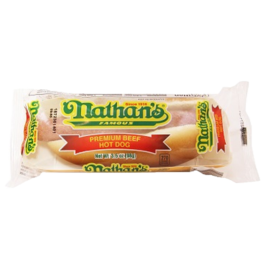 Nathan's Famous Frozen Premium Beef Hot Dog in Bun 1ct 3.5oz