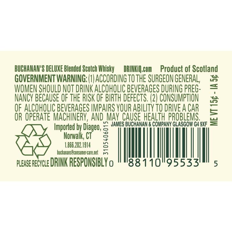 Buchanan's DeLuxe Aged 12 Years Blended Scotch Whisky, 375 mL (80 Proof)