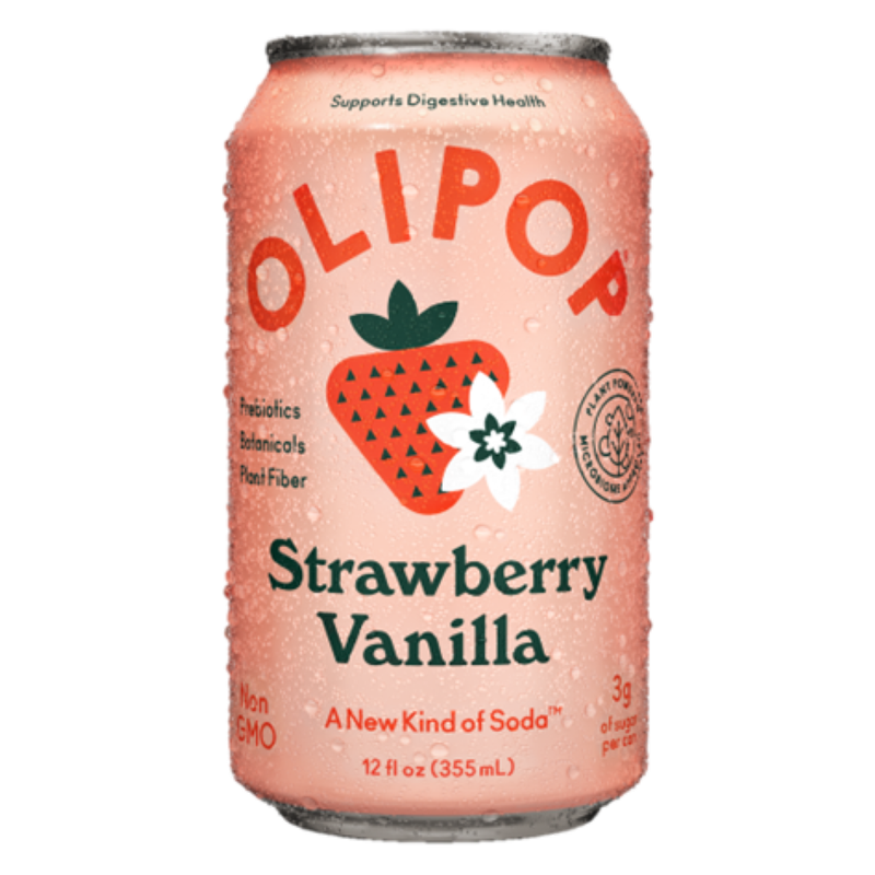 Olipop Strawberry Vanilla 4pk 12oz Can- XL