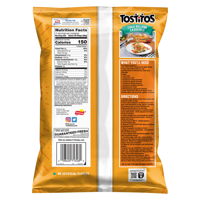 Tostitos Bite Size Mexican Style Three Cheese 11oz