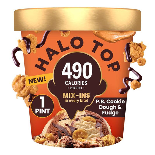 Halo Top Mix-In Peanut Butter Cookie Dough and Fudge, 16 fl oz